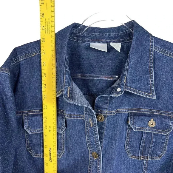 Vintage Erika Womens XL Stretch Fit Denim Jean Jacket Coat  Button Up 4 Pocket - Picture 10 of 16